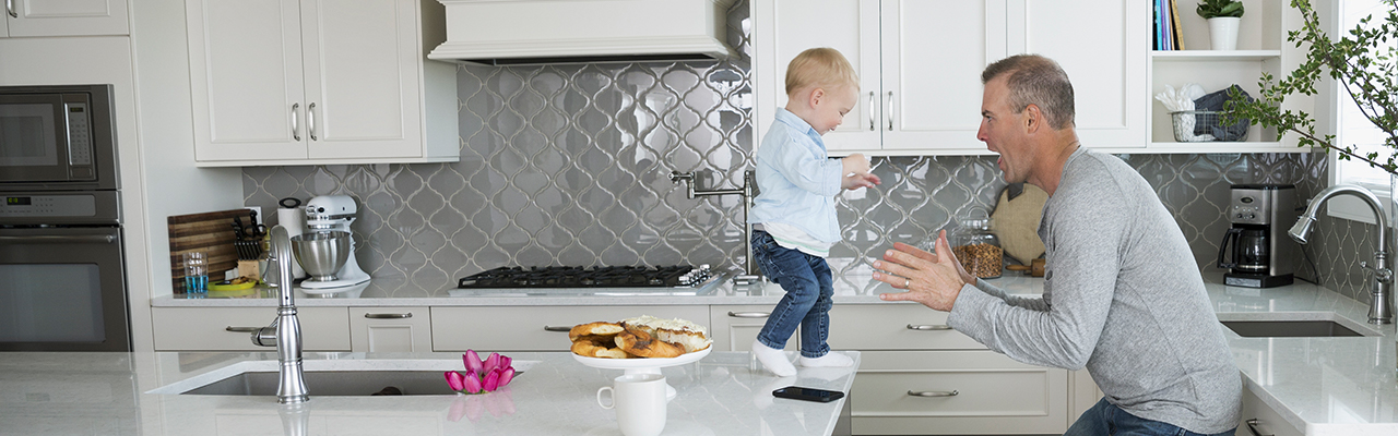 Father and son in the kitchen